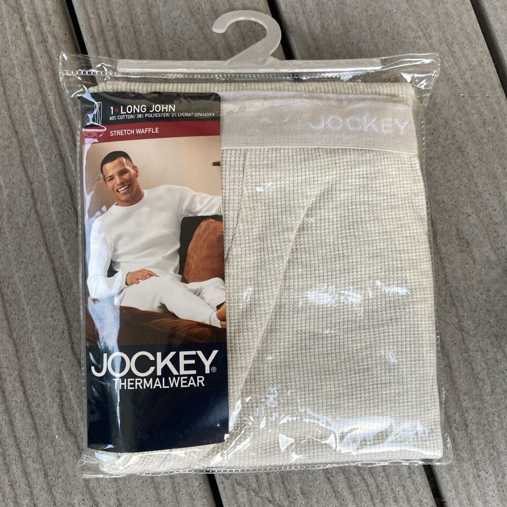 Jockey  Thermal Pant Base Long John Gray Beige Waffle Warmer Cotton Poly L 2006 - Picture 5 of 8